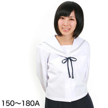 画像をギャラリービューアに読み込む, Tiara セーラー服 夏用 長袖 制服 女子 グレー2本ライン 150cmA~180cmA 夏服 学生服 白 中学校 中学生 高校生 (送料無料) (取寄せ)