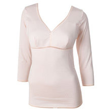 画像をギャラリービューアに読み込む, カップ付き 長袖 レディース インナー 綿100% M~LL (下着 肌着 綿 ノンワイヤー ノンワイヤーブラ カップ付きインナー 締め付けない シャツ)