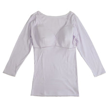 画像をギャラリービューアに読み込む, カップ付き 長袖 レディース インナー 綿100% M~LL (下着 肌着 綿 ノンワイヤー ノンワイヤーブラ カップ付きインナー 締め付けない シャツ)