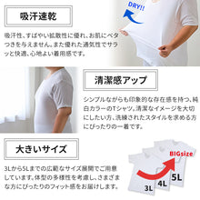 画像をギャラリービューアに読み込む, 大きいサイズ 半袖 丸首 クルーネック メンズ 綿100 3L~5L (吸水速乾 コットン ビッグ ロング 大寸 白t 大きめ でかい ぽっこり 肥満 マッチョ 筋肉 体型カバー 3L 4L 5L)