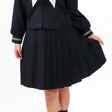 画像をギャラリービューアに読み込む, セーラー服 スカート 日本製 W60~72cm×丈56~68cm 箱ひだ 中学生 高校生 中高生 学校 ネイビー スクール 女子高生 大きい 小さい 春 冬 Tiara 1402 大きい 小さい ボックスプリーツ (送料無料) (取寄せ)