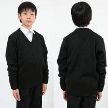 画像をギャラリービューアに読み込む, FIRST BEAT スクールニット Vセーター 100~130cm (学生服 制服 中学生 高校生 通学 スクール ニット スクールセーター 学生 黒 紺) (取寄せ)