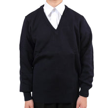 画像をギャラリービューアに読み込む, FIRST BEAT スクールニット Vセーター 100~130cm (学生服 制服 中学生 高校生 通学 スクール ニット スクールセーター 学生 黒 紺) (取寄せ)
