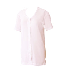 画像をギャラリービューアに読み込む, ワンタッチ肌着 プラスチックホック式3分袖前開きシャツ 2枚組 S~LL (プラスチックホック ボタン 前あき 下着 入院 ワンタッチ肌着 インナー 女性 婦人) (在庫限り)