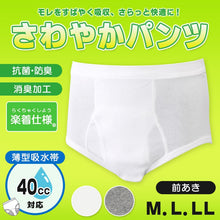 画像をギャラリービューアに読み込む, 40cc吸水 さわやかパンツ 失禁ブリーフ 前あき M~LL (メンズ 下着 尿もれ)