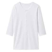 画像をギャラリービューアに読み込む, 前開きシャツ 紳士 介護 下着 7分袖 インナー S~5L (S M L LL 3L 4L 5L 綿100% マジックテープ式 ワンタッチ肌着 シャツ メンズ 男性)