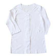 画像をギャラリービューアに読み込む, 介護 前開き シャツ 女性 7分袖 綿100% マジックテープ S~5L (レディース 下着 肌着 ワンタッチ インナー)