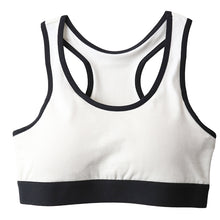 画像をギャラリービューアに読み込む, ジュニアブラ 小学生 スポーツブラ 綿 130cm~165cm ハーフトップブラ 中学生 130 140 150 160 白 黒 女子 子供 スポブラ ブラジャー ノンワイヤー ジュニア用 下着 女の子 インナー シンプル