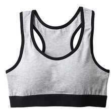 画像をギャラリービューアに読み込む, ジュニアブラ 小学生 スポーツブラ 綿 130cm~165cm ハーフトップブラ 中学生 130 140 150 160 白 黒 女子 子供 スポブラ ブラジャー ノンワイヤー ジュニア用 下着 女の子 インナー シンプル