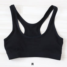 画像をギャラリービューアに読み込む, スポーツブラ ジュニア 綿 ジュニアブラ ハーフトップ 子供 130cm~165cm ハーフトップブラ 小学生 130 140 150 160 白 黒 中学生 女子 ブラジャー ジュニア用 下着 女の子 インナー シンプル (在庫限り)