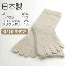 画像をギャラリービューアに読み込む, 足の健康シリーズ スベリ止め付き絹5本指ソックス 22-24cm (レディース くつ下) (婦人靴下)