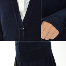 画像をギャラリービューアに読み込む, スクール カーディガン 女の子 vネック ウール 110cm・120cm 制服 ニット 黒 白 紺 ネイビー 男子 スクールニット 学生 子供 子ども 小学生 洗える 毛玉 日本製 110 120 (取寄せ)