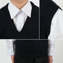 画像をギャラリービューアに読み込む, スクールベスト ニット 制服 子供 中学生 洗える 130cm~170cm 高校生 通学 スクール 学生 黒 紺 毛玉ができにくい キッズ ジュニア (取寄せ)