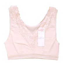 画像をギャラリービューアに読み込む, 婦人 綿100% Vレースらくブラジャー M~3L (コットン100% ノンワイヤー ハーフトップ レディース インナー) (婦人肌着)