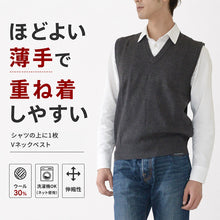 画像をギャラリービューアに読み込む, Vネック ニット メンズ ベスト ビジネス S~3L V首 ビジネス カジュアル オフィス 秋 冬 ウール 防寒 大きいサイズ メンズニット メンズセーター 無地 シンプル スリム 薄手