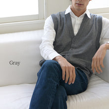 画像をギャラリービューアに読み込む, メンズ 前あき ニットベスト V首 S~3L Vネック ビジネス カジュアル オフィス 秋 冬 ウール 防寒 大きいサイズ メンズニット メンズセーター 無地 シンプル スリム 薄手