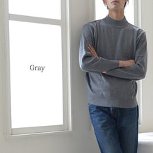 画像をギャラリービューアに読み込む, ハイネック メンズ ニット S~3L ビジネス カジュアル オフィス 秋 冬 ウール 防寒 大きいサイズ メンズニット メンズセーター 無地 シンプル スリム 薄手