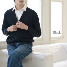 画像をギャラリービューアに読み込む, カーディガン メンズ 薄手 S~3L V首 Vネック ビジネス カジュアル オフィス 秋 冬 ウール 防寒 大きいサイズ メンズニット メンズセーター 無地 シンプル スリム