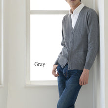 画像をギャラリービューアに読み込む, カーディガン メンズ 薄手 S~3L V首 Vネック ビジネス カジュアル オフィス 秋 冬 ウール 防寒 大きいサイズ メンズニット メンズセーター 無地 シンプル スリム