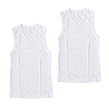 画像をギャラリービューアに読み込む, 男の子 肌着 タンクトップ 子供 2枚組 速乾 vネック ノースリーブ シャツ 110~160cm 下着 キッズ サーフシャツ インナー 白 アンダーウェア V首シャツ 男子 鹿の子 カノコ 乾きやすい (在庫限り)