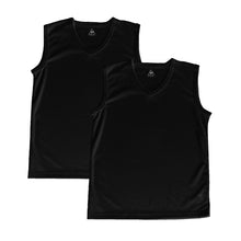 画像をギャラリービューアに読み込む, インナー キッズ メッシュ サーフシャツ スリーブレス Vネック 男の子 ルコック 2枚組 130cm~170cm (子供 肌着 下着 速乾 ジュニア 男子 V首 夏 スポーツ ランニング 白 黒) (在庫限り)