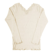 画像をギャラリービューアに読み込む, 長袖シャツ インナー レディース 8分袖インナー 長袖 綿100 リブ コットン レース M~LL (長袖インナー 下着 肌着 婦人) (在庫限り)