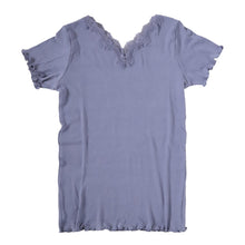 画像をギャラリービューアに読み込む, 半袖シャツ インナー レディース 2分袖インナー 半袖 綿100 リブ コットン レース M~LL (下着 肌着 婦人) (在庫限り)