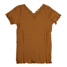 画像をギャラリービューアに読み込む, 半袖シャツ インナー レディース 2分袖インナー 半袖 綿100 リブ コットン レース M~LL (下着 肌着 婦人) (在庫限り)