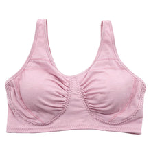 画像をギャラリービューアに読み込む, ナイトブラ 大きいサイズ おやすみブラ ノンワイヤーブラ カップ付き ギャザー 3L~5L サポートブラ 夜用 寝るとき ブラジャー レディース 婦人 インナー 下着 コットン 3L 4L 5L プラスサイズ (在庫限り)
