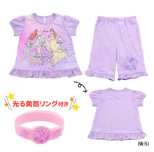 画像をギャラリービューアに読み込む, ディズニープリンセス 光るパジャマ 半袖 上下セット 100cm~130cm ( ラプンツェル アリエル ベル 女の子 お泊り保育 光るパジャマ 100 110 120 130 ) (在庫限り)