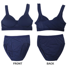 画像をギャラリービューアに読み込む, スポーツブラ ジュニアブラ セット ジュニア キッズ スポブラ 中学生 小学生 下着 上下セット 150 160 165cm ハーフトップ ショーツ 子供 下着 ブラジャー 女の子 女子 ノンワイヤーブラ スポーツブラジャー 150 160 165 学校 シンプル ブルー ネイビー