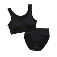 画像をギャラリービューアに読み込む, スポーツブラ ジュニアブラ セット ジュニア キッズ スポブラ 中学生 小学生 下着 上下セット 150 160 165 cm ハーフトップ ショーツ 子供 下着 ブラジャー 女の子 女子 ノンワイヤーブラ スポーツブラジャー ドライ 下着 学校 シンプル むらさき 黒 ピンク