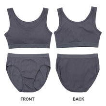画像をギャラリービューアに読み込む, スポーツブラ ジュニアブラ セット ジュニア キッズ スポブラ 中学生 小学生 下着 リブ 上下セット 150~165cm ハーフトップ ショーツ 子供 下着 ブラジャー 女の子 女子 ノンワイヤーブラ スポーツブラジャー ドライ 150 160 165