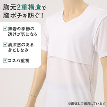画像をギャラリービューアに読み込む, メンズ インナー 乳首透けにくい 胸二重 半袖 Vネック M L LL 乳首 隠し 透け 防止 運動 スポーツ 夏 男性 下着 肌着 白 黒 吸汗速乾 UV対策 紫外線対策