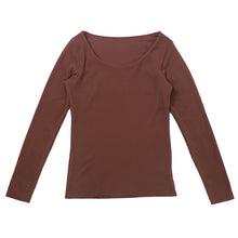 画像をギャラリービューアに読み込む, あったかインナー 両起毛 長袖 レディース 冬 冬用 胸当て付き M L LL 保温 防寒対策 冷え対策 暖かい 冬 冬用 下着 肌着 女性 薄手 ストレッチ 快適 温活 ヒートテック ラウンドネック あったか 無地 生活の木