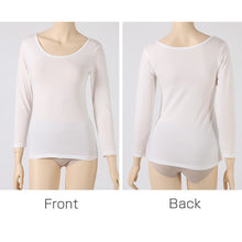 画像をギャラリービューアに読み込む, 8分袖 インナー レディース 長袖 シャツ 綿混 M L LL アンダーウェア 女性 肌着 下着 敏感肌 肌に優しい コットン 綿 シンプル 無地 定番 黒 白 30代 40代 50代 60代