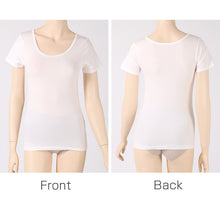 画像をギャラリービューアに読み込む, 3分袖 インナー レディース 半袖 シャツ 綿混 M L LL アンダーウェア 女性 肌着 下着 敏感肌 肌に優しい コットン 綿 シンプル 無地 定番 黒 白 30代 40代 50代 60代