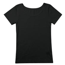 画像をギャラリービューアに読み込む, 3分袖 インナー レディース 半袖 シャツ 綿混 M L LL アンダーウェア 女性 肌着 下着 敏感肌 肌に優しい コットン 綿 シンプル 無地 定番 黒 白 30代 40代 50代 60代