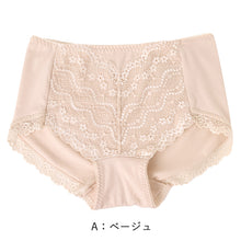 画像をギャラリービューアに読み込む, お腹押さえ ショーツ レース M L LL 補正 下着 補整 ショーツガードル お腹 下腹 レディース 女性 インナー たるみ パワーネット 引きしめ 産後 可愛い ストレッチ 吸水速乾 綿マチ付き