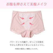 画像をギャラリービューアに読み込む, お腹押さえ ショーツ 1分丈 レース M L LL 補正 下着 補整 ショーツガードル お腹 下腹 レディース 女性 インナー たるみ パワーネット 引きしめ 産後 可愛い ストレッチ 吸水速乾 綿マチ付き