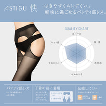 画像をギャラリービューアに読み込む, アスティーグ 快 ストッキング レディース パンティ部レス 蒸れにくい S-M~L-LL (パンスト ASTIGU パンティストッキング 婦人 サマーストッキング ベージュ 黒 UVカット)