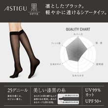 画像をギャラリービューアに読み込む, アスティーグ 黒 ショートストッキング ストッキング ひざ下 25デニール 22-25cm (ASTIGU ひざ下丈 ハイソックス 婦人 ブラック 伝線しにくい)