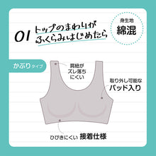 画像をギャラリービューアに読み込む, ジュニアブラ 子供 ハーフトップブラ 透けにくい 小学生 中学生 女子 ファーストブラ S M L キッズ ノンワイヤー ブラジャー 女の子 中学年 高学年 下着 インナー カップ付き 血色カラー かぶりタイプ ハイジュニ ATSUGI atsugi アツギ Hijuni