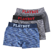 画像をギャラリービューアに読み込む, PLAYBOY ボクサーパンツ メンズ ボクサーブリーフ ブランド 成型ボクサー インナー 3枚組 M~LL セット 前閉じ 下着 男性 パンツ ボクサー シンプル おしゃれ プレイボーイ