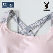 画像をギャラリービューアに読み込む, スポーツブラ ハーフトップ レディース スポブラ クロスバック 婦人 シンプル ブランド ヨガ M L LL ウォーキング ストレッチ PLAYBOY 下着 肌着 インナー PLAY BOY かっこいい バッククロス レイヤード 綿混 (在庫限り)