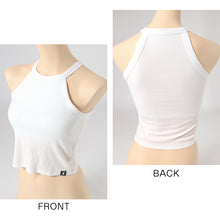 画像をギャラリービューアに読み込む, レディース クロップド ホルターネック カップ付き タンクトップ インナー ブラトップ ノースリーブ 肌着 M L LL クロップドシャツ カップ付きタンクトップ カップ付きインナー スリーブレス クロップド丈 カップ付 婦人 黒 白 下着 (在庫限り)