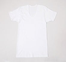 画像をギャラリービューアに読み込む, メンズ 半袖シャツ 綿100 スムース 半袖U首シャツ u首 肌着 2枚組 インド綿 M L LL インナー 紳士 綿 綿100% コットン uネック 男 アンダーウェア まとめ買い