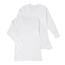 画像をギャラリービューアに読み込む, メンズ 長袖シャツ 綿100 スムース 長袖U首シャツ u首 肌着 2枚組 インド綿 M L LL インナー 紳士 綿 綿100% コットン uネック 男 アンダーウェア まとめ買い