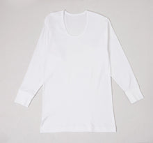 画像をギャラリービューアに読み込む, メンズ 長袖シャツ 綿100 スムース 長袖U首シャツ u首 肌着 2枚組 インド綿 M L LL インナー 紳士 綿 綿100% コットン uネック 男 アンダーウェア まとめ買い