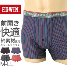 画像をギャラリービューアに読み込む, トランクス エドウィン 定番 メンズ EDWIN M L LL ニット生地 前開き 柔らかい 綿素材 快適 前ボタン 動きやすい スポーツ 人気 夏にも快適 秋冬にもおすすめ ゴルフ ブラック ネイビー インディゴ ブランド